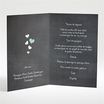 Menu mariage cupidon - Intérieur du menu