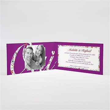 Faire-part mariage oui en fleurs photos - Intérieur du faire-part