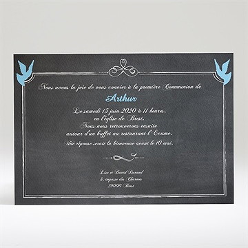 Faire-part communion coupe et épis de blé - Dos du faire-part