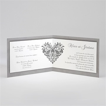 Faire-part mariage coeur floral - Intérieur du faire-part