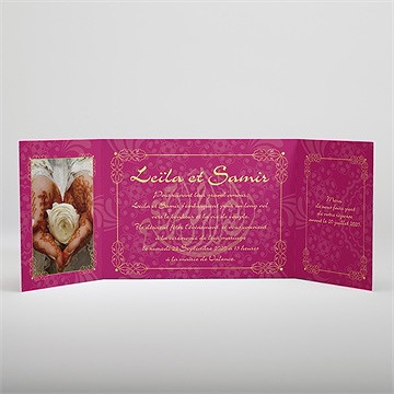 Faire-part mariage noir et violet - Intérieur du faire-part