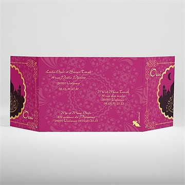 Faire-part mariage noir et violet - Dos du faire-part