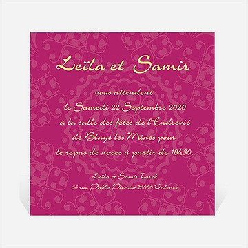 Carton d'invitation mariage noir et violet