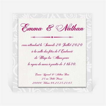 Carton d'invitation mariage gros noeud