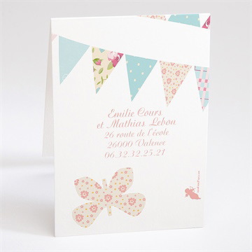 Faire-part mariage médaillon et banderoles - Dos du faire-part