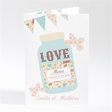 Menu mariage médaillon et banderoles