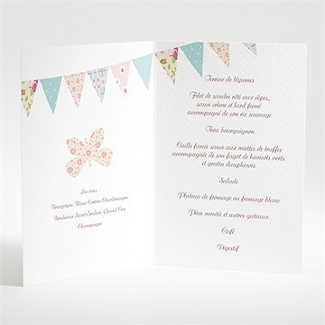 Menu mariage médaillon et banderoles - Intérieur du menu