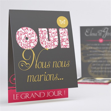 Faire-part mariage rose et noir