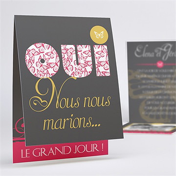Faire-part mariage rose et noir