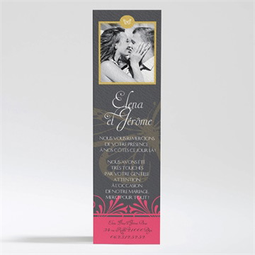 Remerciement mariage rose et noir