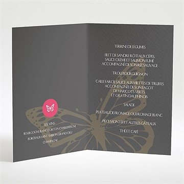 Menu mariage rose et noir - Intérieur du menu