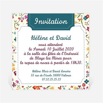 Carton d'invitation mariage liberty fruité