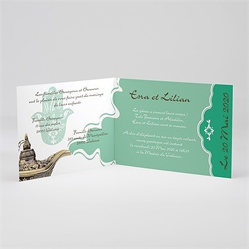 Faire-part mariage lampe merveilleuse - Intérieur du faire-part