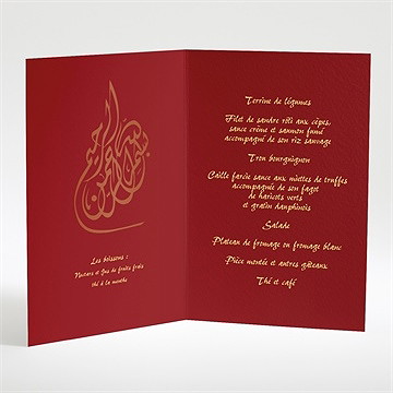Menu mariage rouge et or - Intérieur du menu