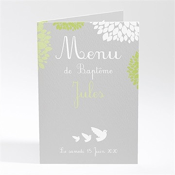 Menu baptême cadre végétal chic