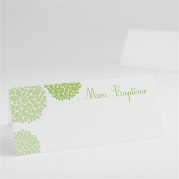 Marque-place baptême cadre végétal chic