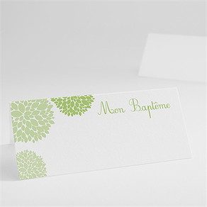 Marque-place baptême cadre végétal chic