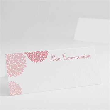 Marque-place communion colombe et fleurs