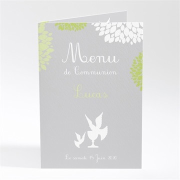 Menu communion cadre gris et lumière