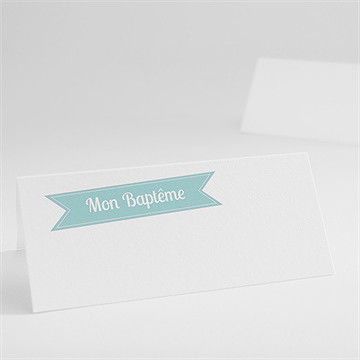 Marque-place baptême rubans verts  en fête