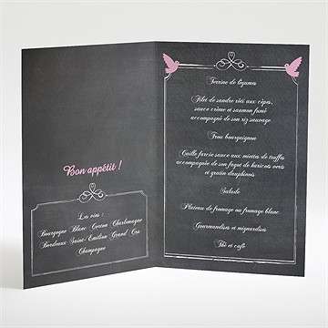 Menu baptême ange en ardoise fille - Intérieur du menu