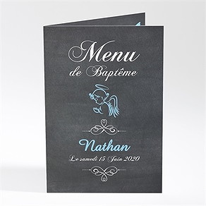 Menu baptême ange et ardoise