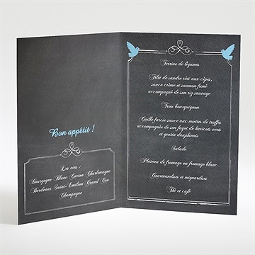 Menu baptême ange et ardoise - Intérieur du menu