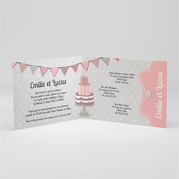 Faire-part mariage festif et vintage - Intérieur du faire-part