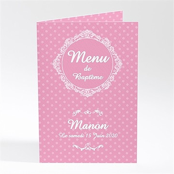 Menu baptême médaillon photo elle
