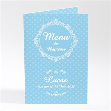Menu baptême médaillon photo lui