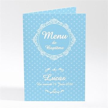 Menu baptême médaillon photo lui