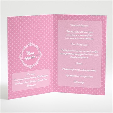 Menu communion mon cadre rose - Intérieur du menu