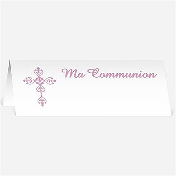 Marque-place communion mon cadre rose