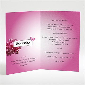 Menu mariage graphique violet - Intérieur du menu