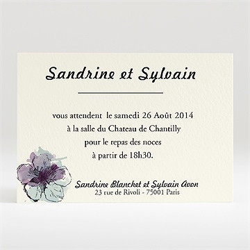 Carton d'invitation mariage farandole fleurie