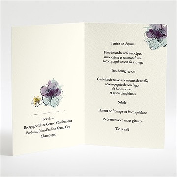 Menu mariage farandole fleurie - Intérieur du menu