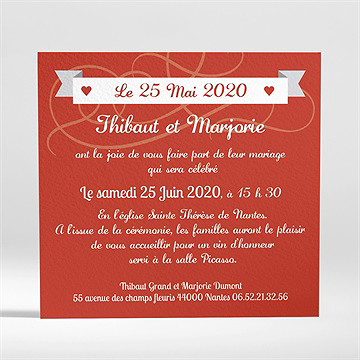 Faire-part mariage elle & lui symboles - Dos du faire-part