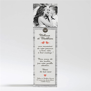 Remerciement mariage oiseaux vintage