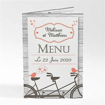 Menu mariage oiseaux vintage