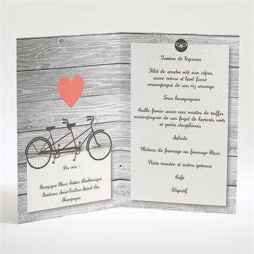 Menu mariage oiseaux vintage - Intérieur du menu