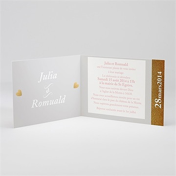 Faire-part mariage coeurs en coins - Intérieur du faire-part