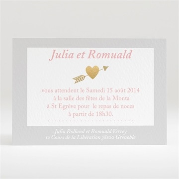 Carton d'invitation mariage coeurs en coins