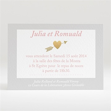 Carton d'invitation mariage coeurs en coins