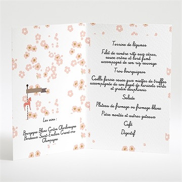 Menu mariage notre petit manège - Intérieur du menu