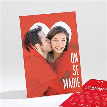 Faire-part mariage photo en forme de coeur