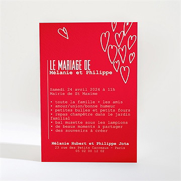 Faire-part mariage photo en forme de coeur - Dos du faire-part