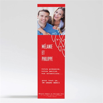 Remerciement mariage photo en forme de coeur