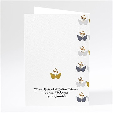 Faire-part mariage motifs papillon vintage - Dos du faire-part