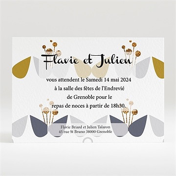 Carton d'invitation mariage motifs papillon vintage