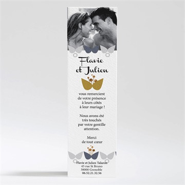 Remerciement mariage motifs papillon vintage